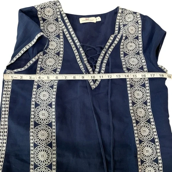 Vineyard Vines Navy Blue Lace-Up Tunic Dress Size 8 - Picture 8 of 9